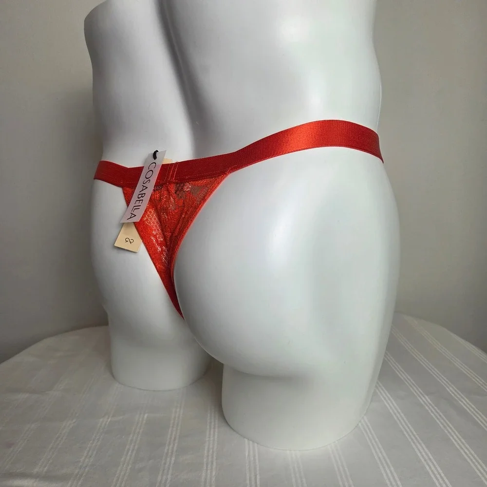Cosabella‎ Sicilian Orange Mid-Rise Men's Italian Lace Thong Stretch Underwear
